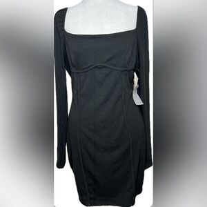 NWT - Lush Bodycon Ribbed Long Sleeve Black Corset Bodice Dress Size XL